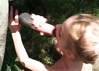 Slut used a pony dick as a sex toy