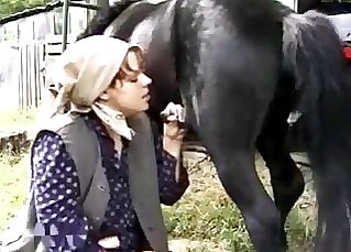 Petite black pony sucked by farm zoofil