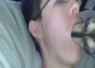 Pretty animal licking a guy's cock everywhere appetency